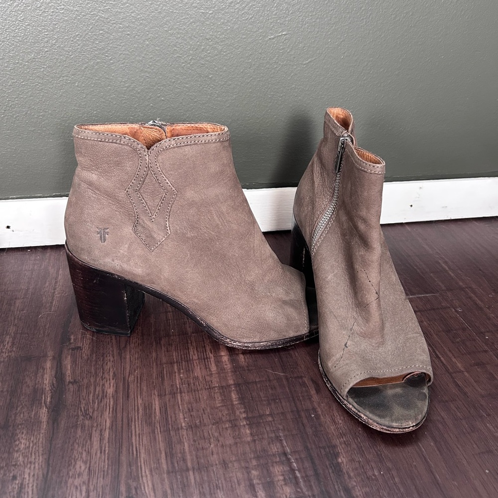 Frye Taupe Heeled Boots